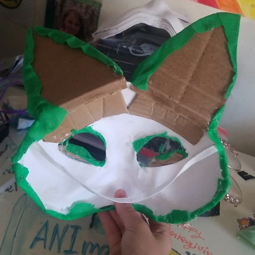 Green Bunny Kids Therian Mask